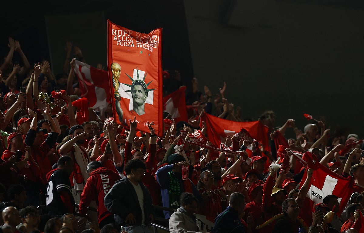 Switzerland fans in the stands during the match against Algeria