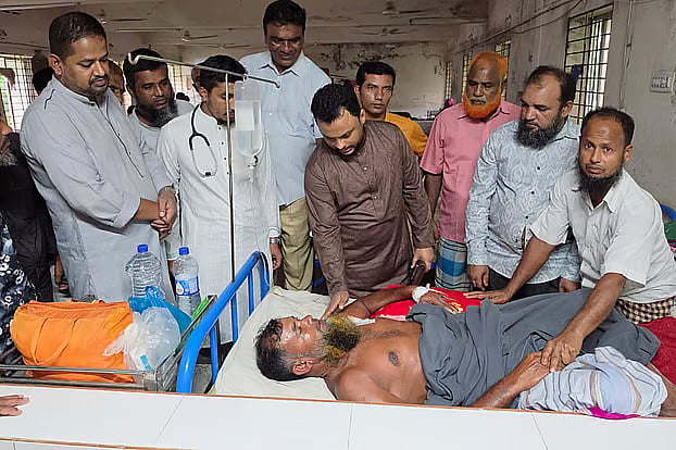 Fisherman Al Amin Hawlader is receiving treatment at Galachipa Upazila Health Complex under the supervision of the upazila administration.