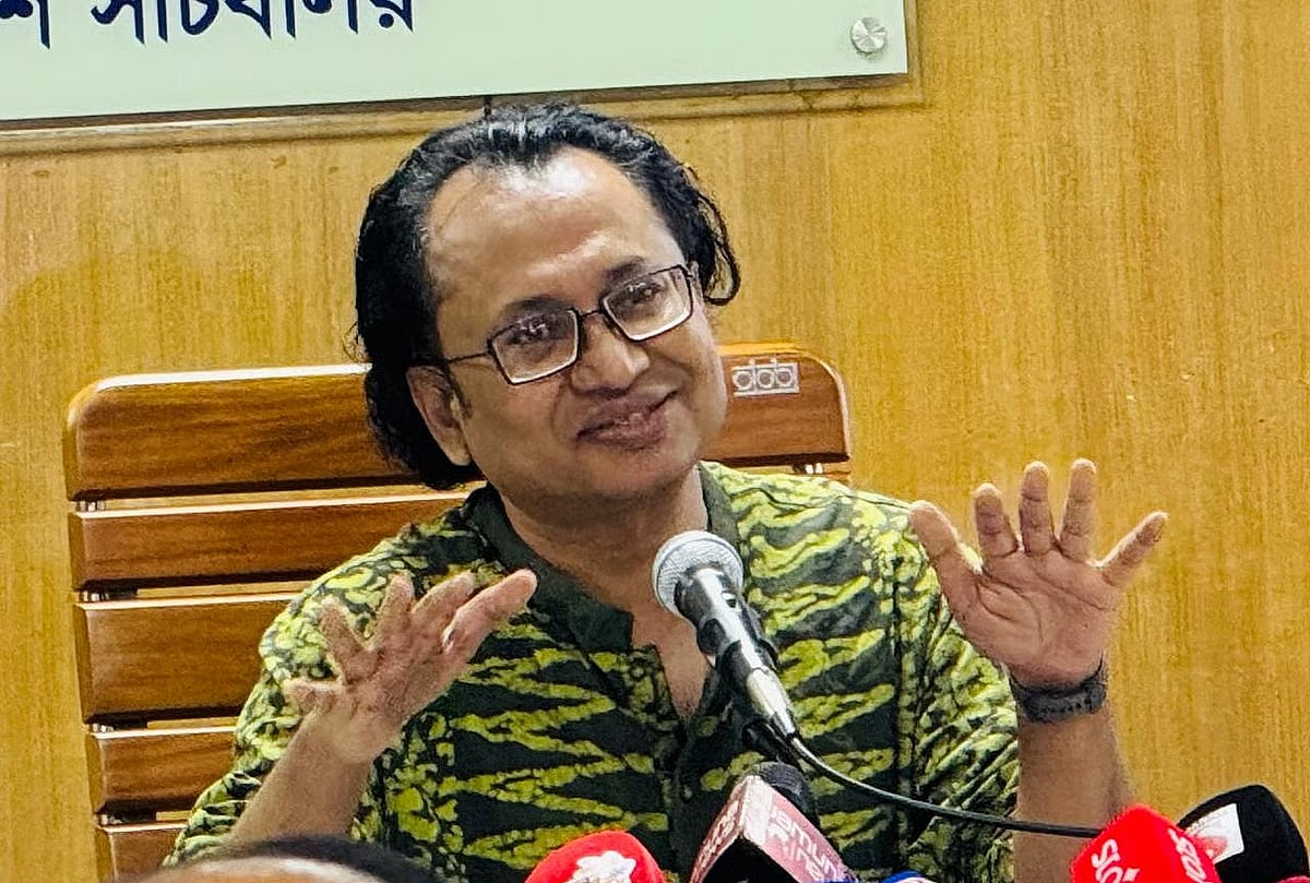 Prime Minister’s adviser on information and broadcasting Zahed Ur Rahman addresses a press conference at teh Secretariat, Dhaka on 14 July 2026