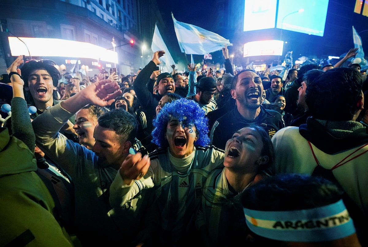 Fans gather in Buenos Aires, Argentina - July 15, 2026. Fans celebrate following the match.