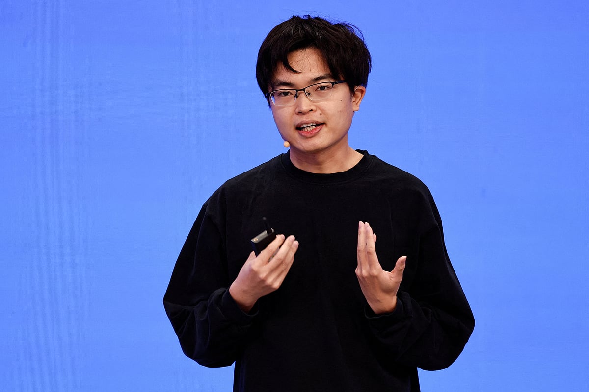 Founder of Moonshot AI Yang Zhilin delivers a speech at a conference of 2026 Zhongguancun forum, in Beijing, China on 25 March 2026.