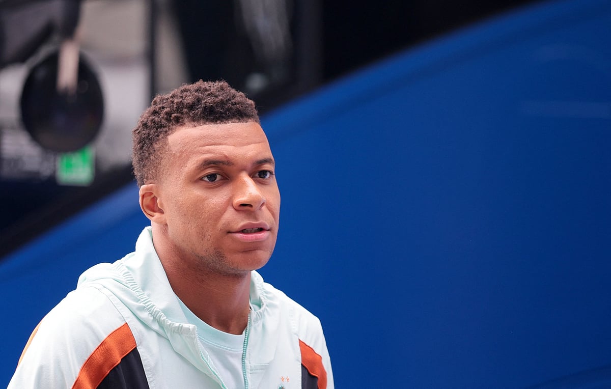 France's Kylian Mbappe arrives at the stadium before the match against England