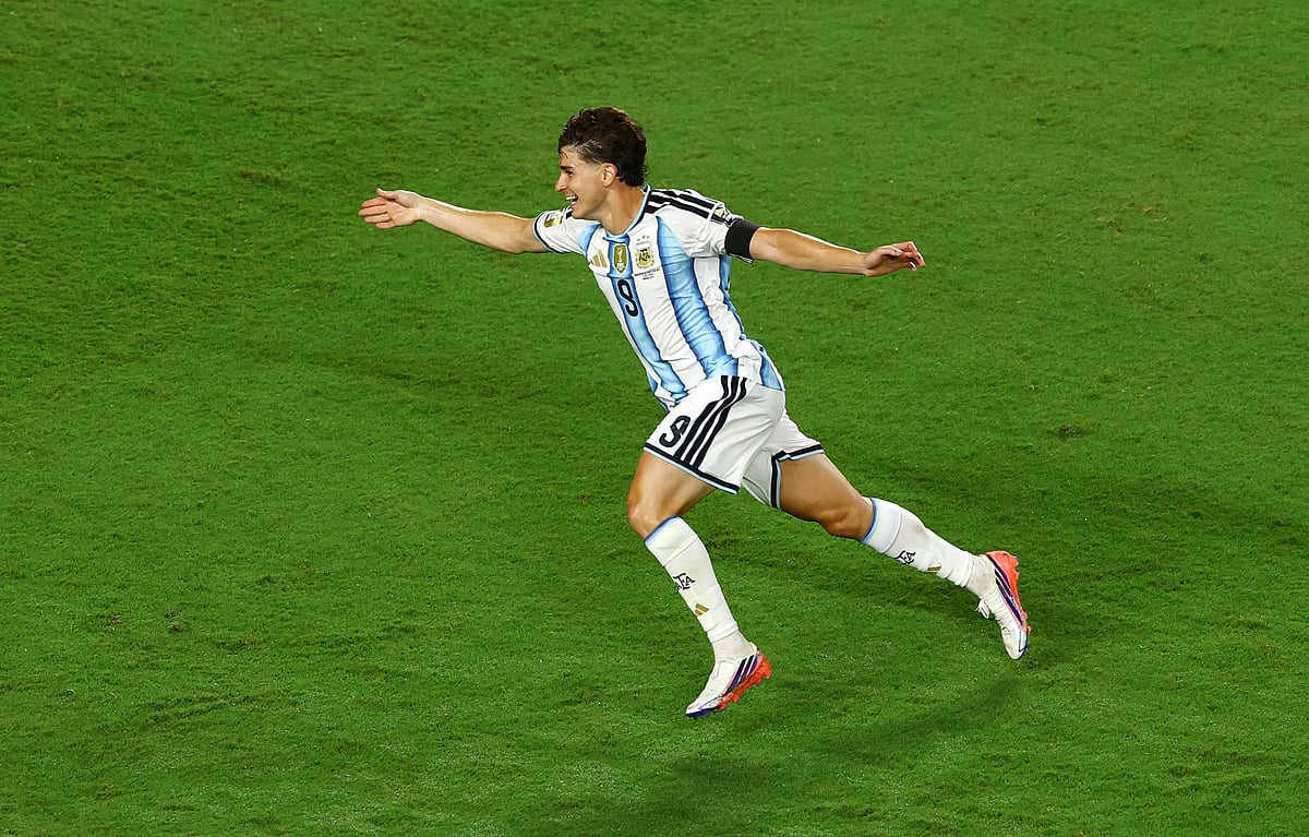 Argentina's Julian Alvarez celebrates scoring goal against Switzerland at Kansas City Stadium, Kansas City, Missouri, US, 11 July, 2026