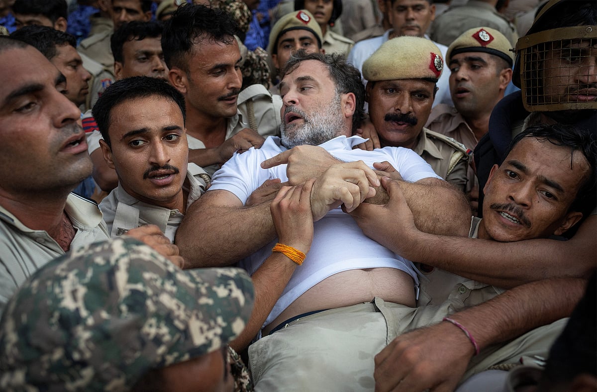 Indian opposition leader Rahul Gandhi is detained by police during a sit-in protest outside Prime Minister Narendra Modi's residence, demanding accountability for police action against students, in New Delhi, India, July 21, 2026