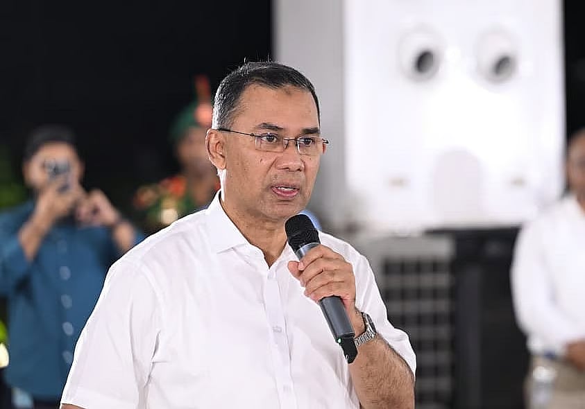 Prime Minister and BNP Chairperson Tarique Rahman speaks at a meeting with the leaders of the parties that had joined the party’s simultaneous movement against the Awami League government. The meeting was organised at State Guesthouse Jamuna on 20 July 2026