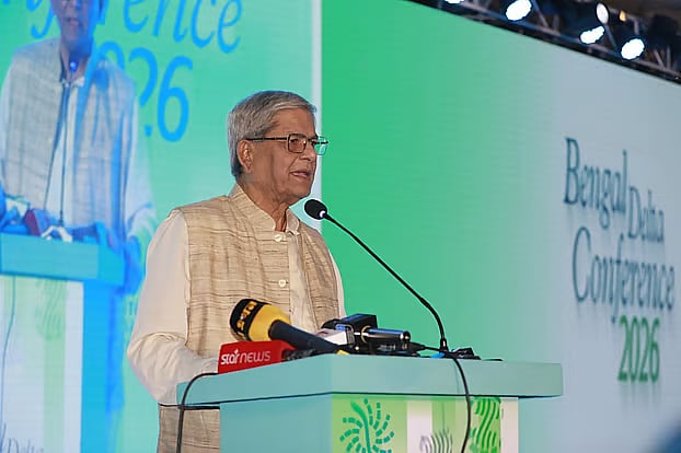 Local Government Minister Mirza Fakhrul Islam Alamgir speaks at the opening session of the Bengal Delta Conference 2026 at Hotel InterContinental in Dhaka on Friday morning.