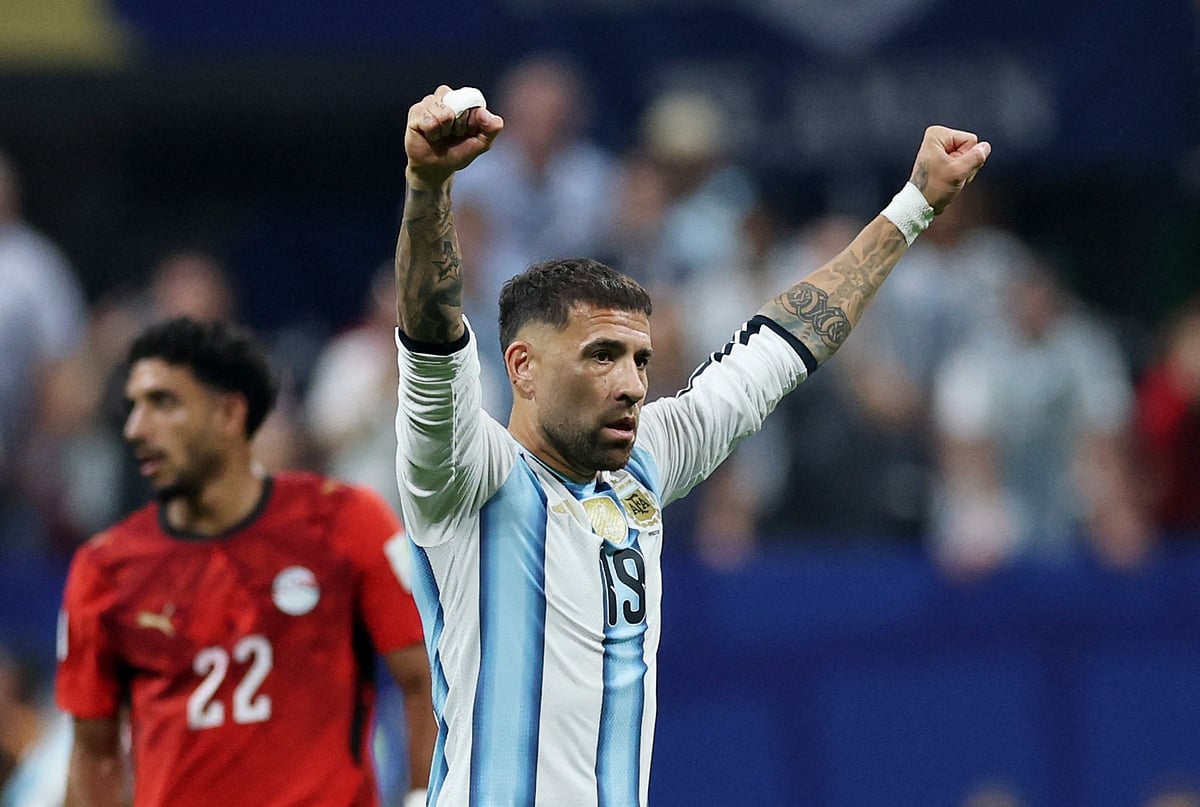 Argentina's Nicolas Otamendi celebrates after the match at FIFA World Cup 2026 - Round of 16 - Argentina v Egypt - Atlanta Stadium, Atlanta, Georgia, US - 7 July, 2026
