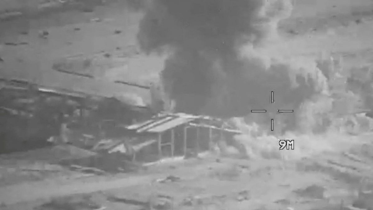 Smoke rises from an explosion at an unknown location, during what the U.S. Central Command (CENTCOM) says are strikes on Iranian military targets, in this screengrab taken from a handout video released on July 23, 2026.