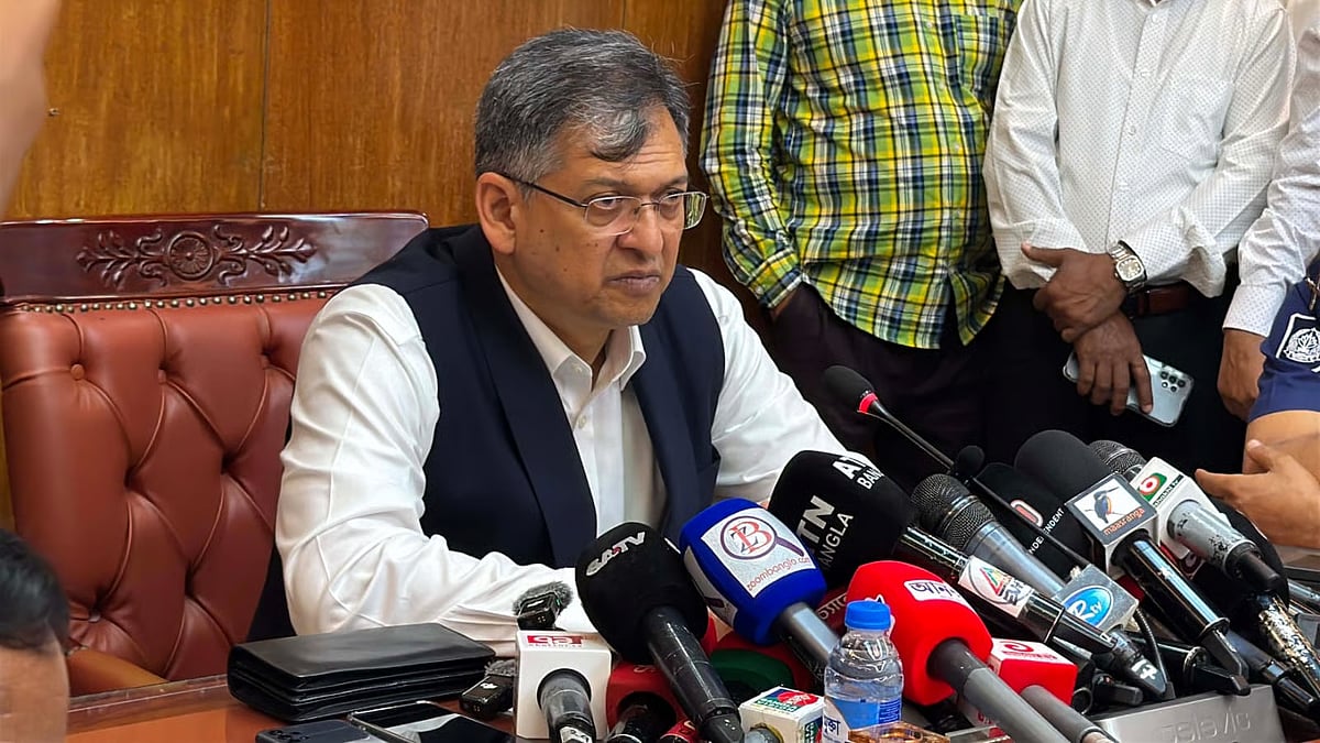 Home Minister Salahuddin Ahmed speaks at the home ministry on Sunday.