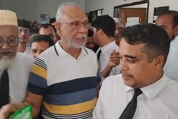 Former minister Abdul Latif Siddique appears at the Dhaka Chief Metropolitan Magistrate’s Court on 29 July.
