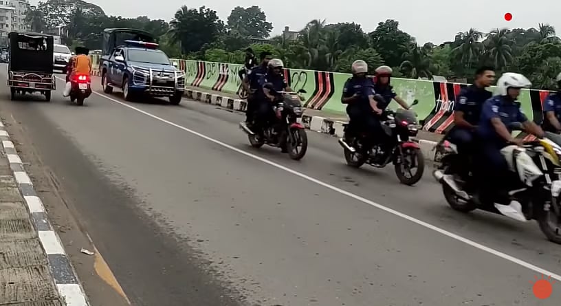 A police escort is a police security vehicle that travels in front of or alongside the vehicle of an important state official