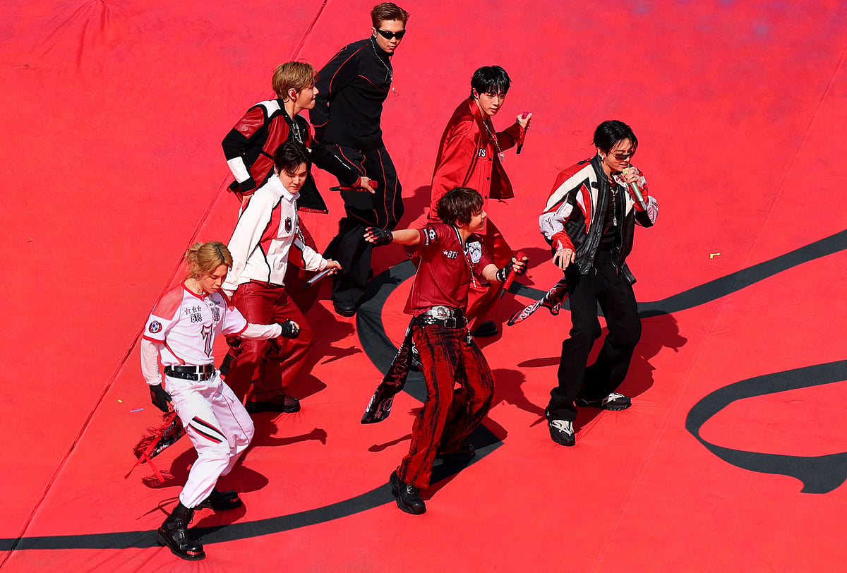 K-pop band BTS performs during the Halftime Show at FIFA World Cup 2026 - Final - Spain v Argentina - Halftime Show - New York/New Jersey Stadium, East Rutherford, New Jersey, US - 19 July, 2026.