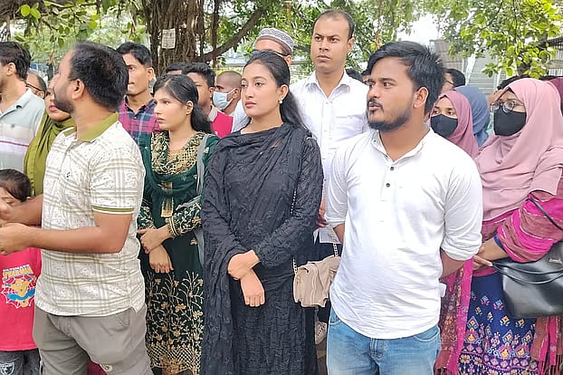Recommended candidates for government primary school assistant teacher posts hold a press conference in front of the Directorate of Primary Education in Mirpur on 29 July 2026.