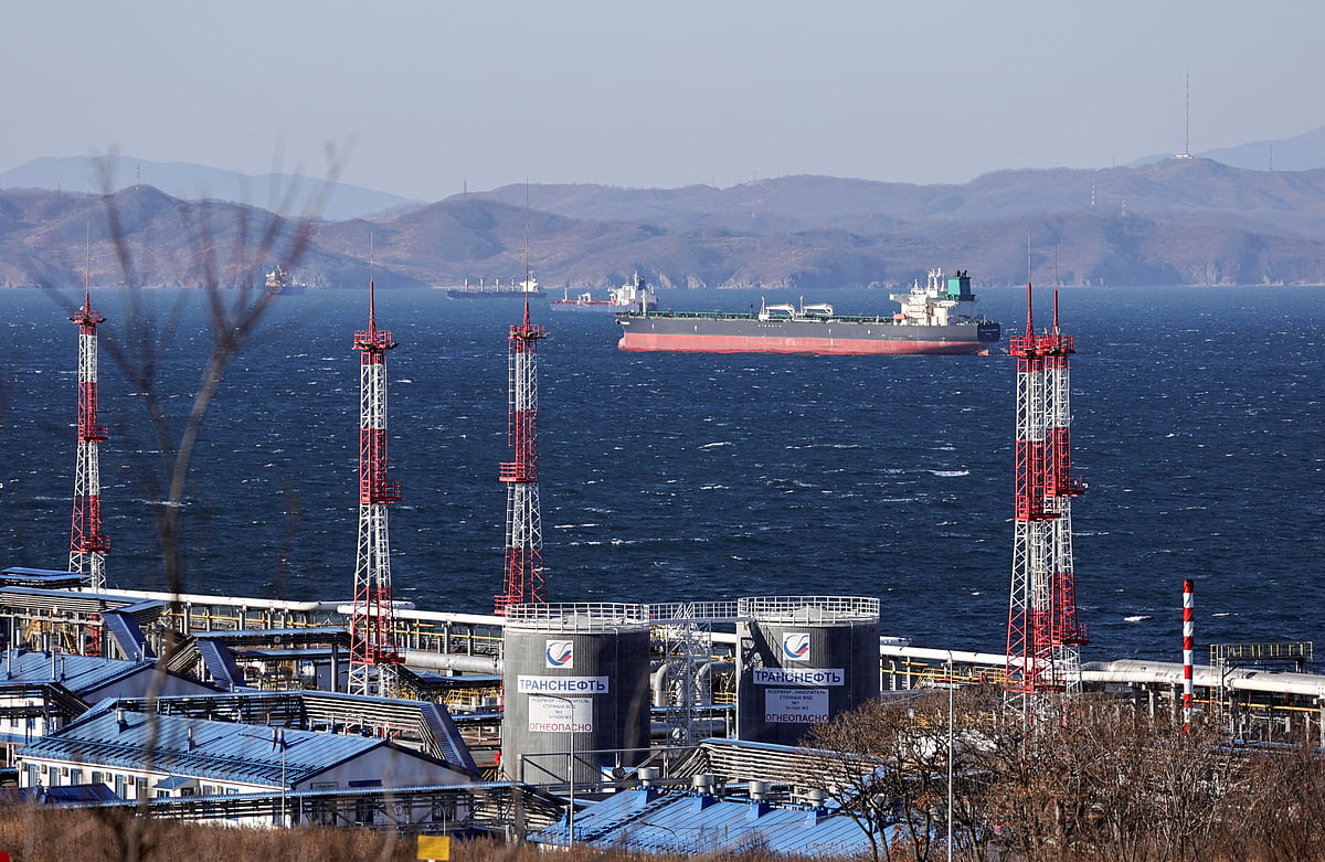 Fuga Bluemarine crude oil tanker lies at anchor near the terminal Kozmino in Nakhodka Bay near the port city of Nakhodka, Russia, December 4, 2022.