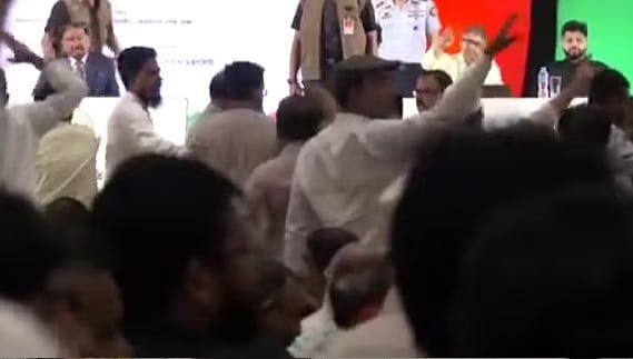 A chaos broke out over a documentary on the July Movement at an event titled "Reception for the Families of the July Mass Uprising Martyrs and the July Fighters," held at the Bangladesh-China Friendship Conference Centre in Agargaon, Dhaka, on 5 August 2026. 