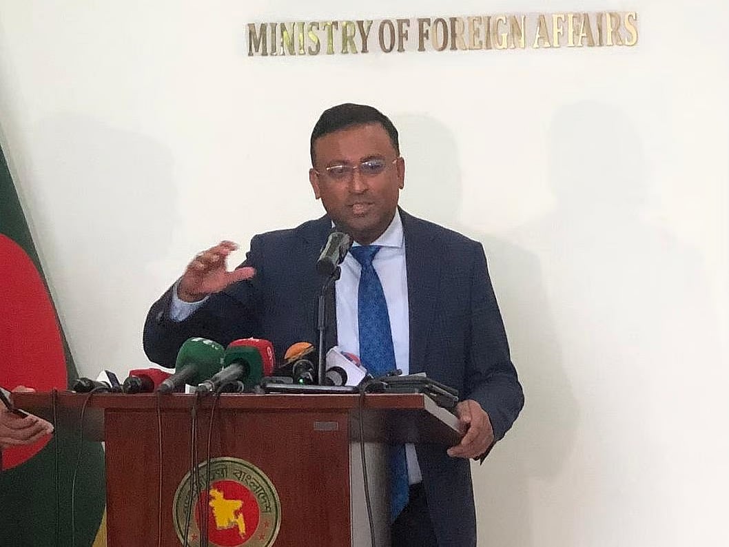 State Minister for Foreign Affairs Humaiun Kobir addresses the media at the Ministry of Foreign Affairs on 30 August 2026