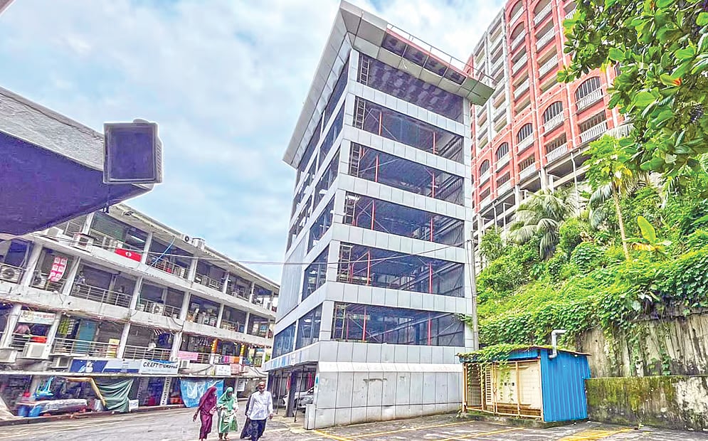 The seven-storey car parking facility is only used on the ground floor. Photo was taken from New Market in Chattogram on 3 September 2026.