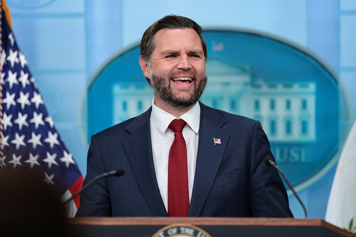 US Vice President JD Vance reacts as he holds a press briefing, the first since Karoline Leavitt stepped down as press secretary, at the White House, in Washington, DS, US, 3 September, 2026.