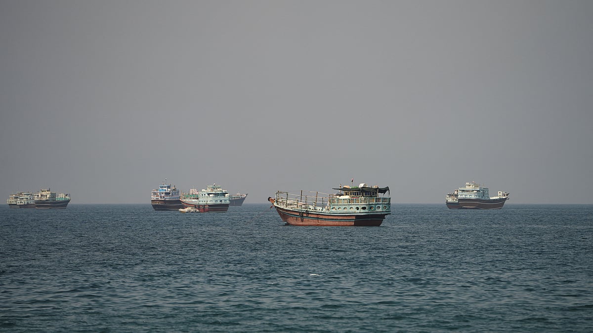 Vessels at the Strait of Hormuz, as seen from Musandam, Oman, on 6 September 2026