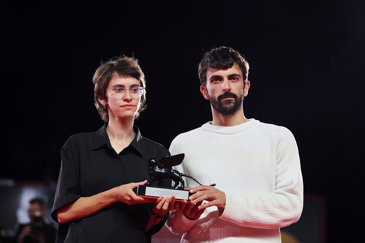 Directors Yuval Abraham and Rachel Szor receive the Special Jury Award for "Naza" during the closing ceremony of the 83rd Venice International Film Festival, Italy, 12 September, 2026.