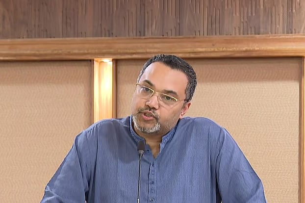 Mahdi Amin, spokesperson for the Prime Minister’s Office and adviser to the prime minister, speaks at a press conference at the Prime Minister’s Office on Wednesday afternoon