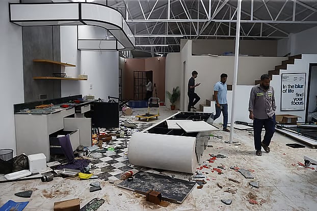 An incident of attack, vandalism, and looting took place at content creator Salman Muqtadir's studio at Newgini Properties in the capital's ECB Square on Saturday night. The photo was taken 27 September 2026.
