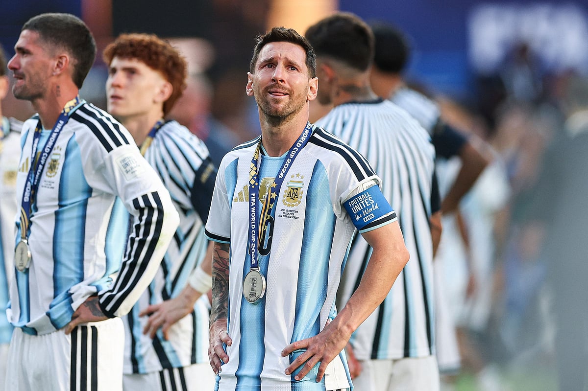 (FILES) Argentina's forward #10 Lionel Messi reacts after losing the 2026 World Cup football tournament final match between Spain and Argentina at the New York/New Jersey Stadium in East Rutherford on 19 July, 2026. It will be both a farewell and the start of a new era: Lionel Messi will bid farewell to the Argentina national football team in a friendly match against Benin on 6 October, 2026, at the Monumental Stadium in Buenos Aires, where a large celebration is expected to pay tribute to the Argentine star.