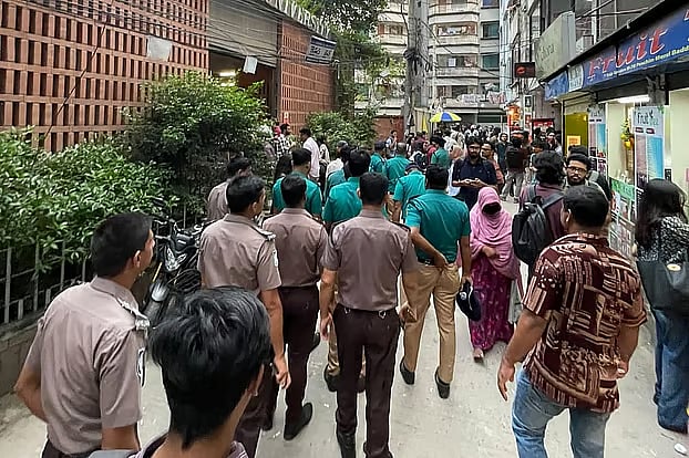 After the bomb threat, police were deployed in the area adjacent to the back gate of Brac University in the capital on Monday.