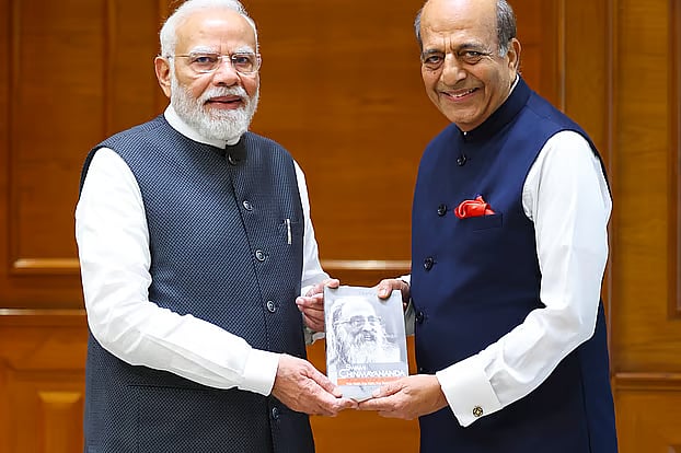 Dinesh Trivedi, the country's High Commissioner stationed in Bangladesh, with India's Prime Minister Narendra Modi on Tuesday afternoon in New Delhi.
