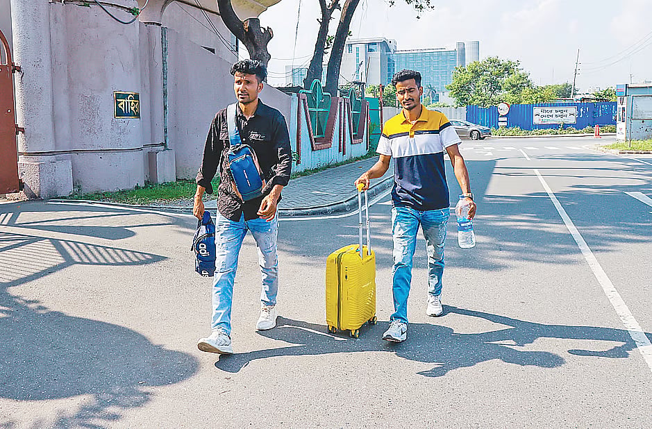 Passengers travelling to Saudi Arabia visit Biman's Balaka Bhaban to change their ticket dates and destinations. Photo taken at the airport area, Dhaka, on 15 October 2026.