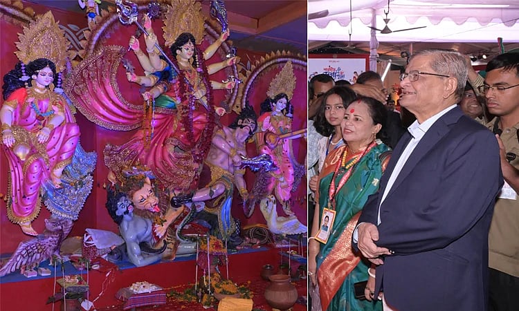 President Mirza Fakhrul Islam Alamgir visiting Ramna Temple in Dhaka on the occasion of Sharadiya Durgotsav- 2026 on 18 October 2026