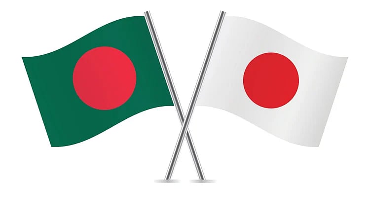Bangladesh and Japan Flags