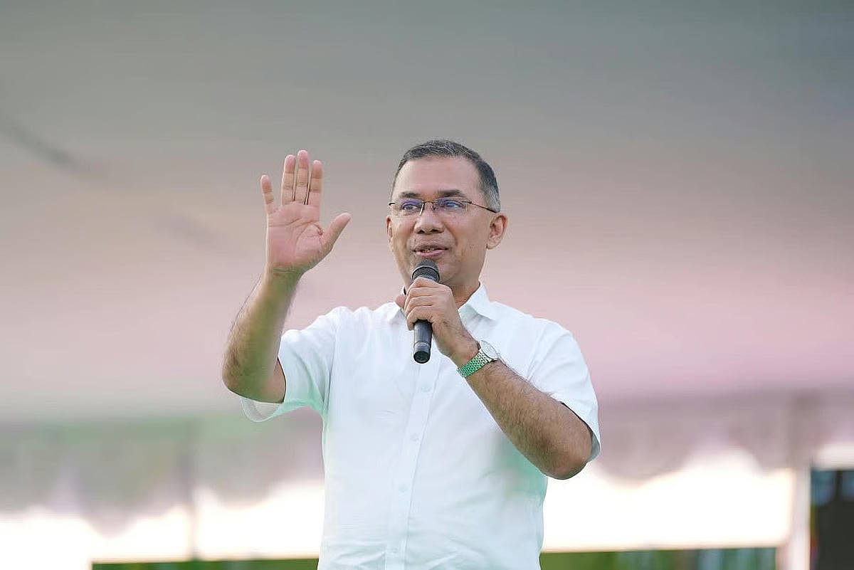 Prime Minister Tarique Rahman speaks at a rally at Madrasa Ground in Rajshahi on 20 October 2026.