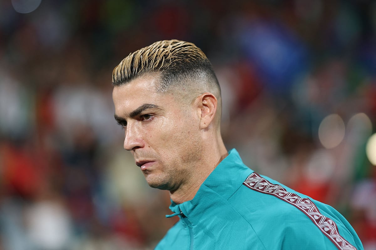 Portugal's forward #07 Cristiano Ronaldo looks on ahead of the UEFA Nations League league phase group A4 football match between Portugal and Wales at Jose Alvalade stadium in Lisbon on 24 September, 2026.