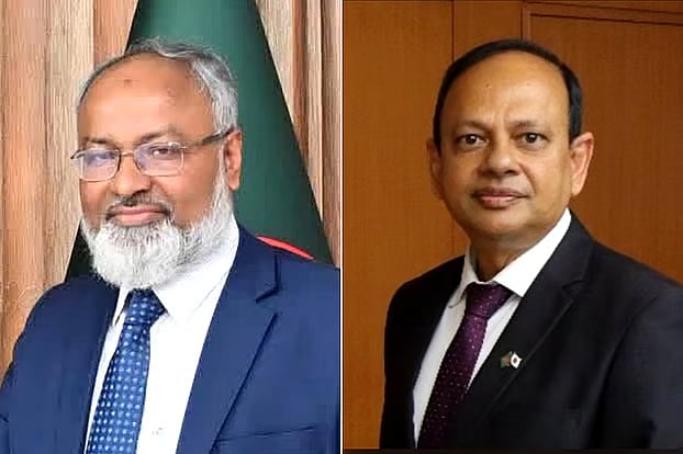 Foreign Secretary Md Nazrul Islam (left) and Bangladesh's Ambassador to Japan Md Daud Ali (right)
