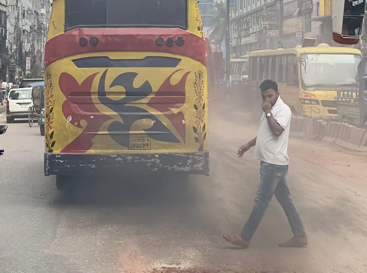 Air pollution is increasing due to black smoke from vehicles. Baridhara, Dhaka, On 9 September, 2026.