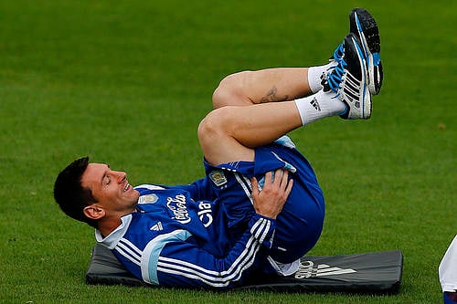 Argentina's Lionel Messi attends a training session at the team's training center in Belo Horizonte city, 2 July 2014. Photo: Reuters