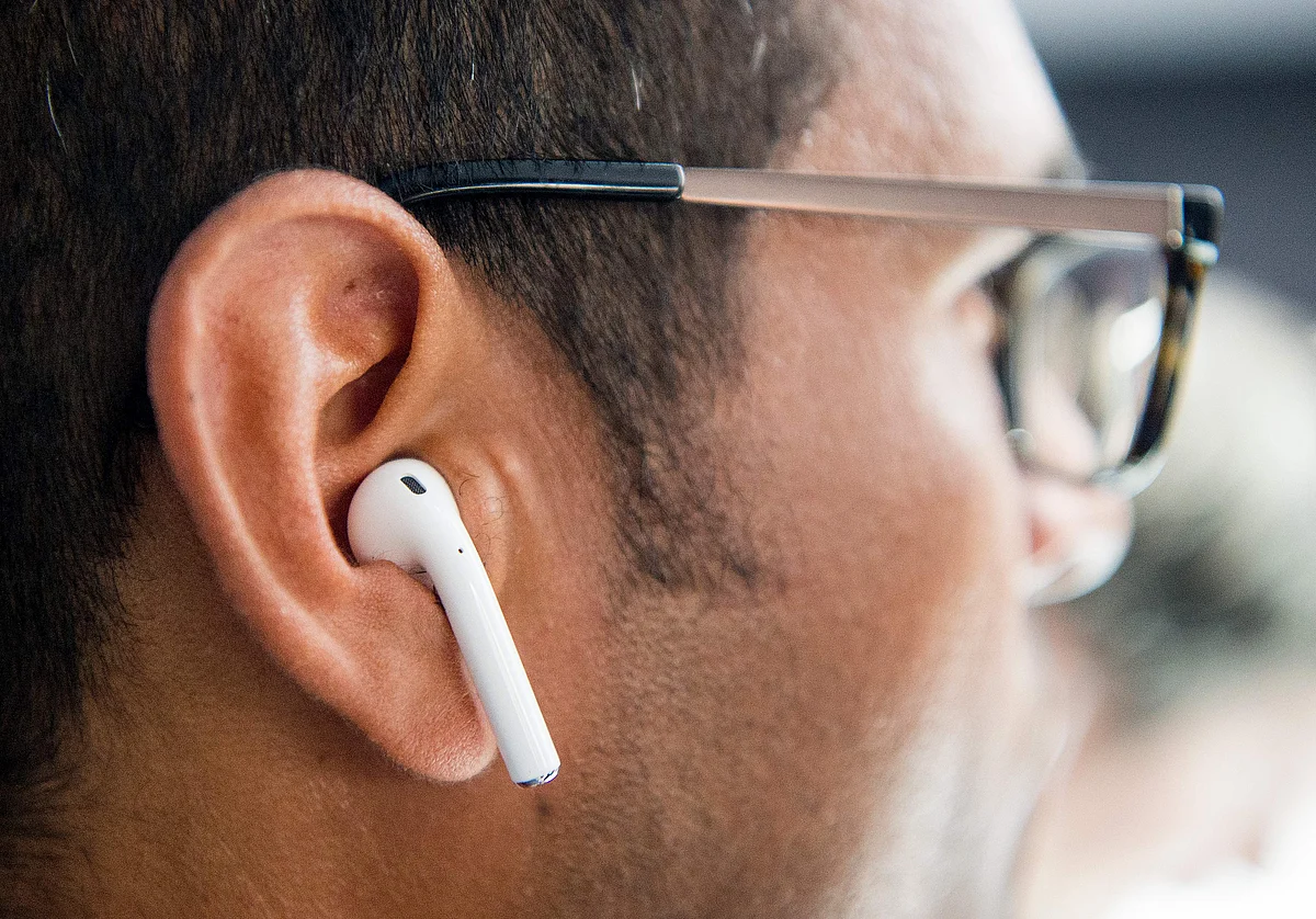 Apple wireless AirPods are tested during a media event at Bill Graham Civic auditorium in San Francisco, California. Photo: AFP