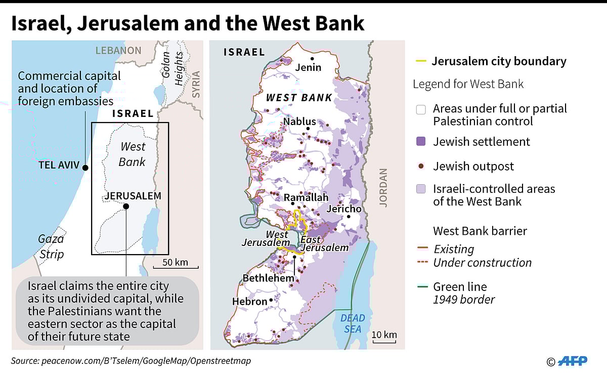 Map of Israel, Jerusalem and the West Bank
