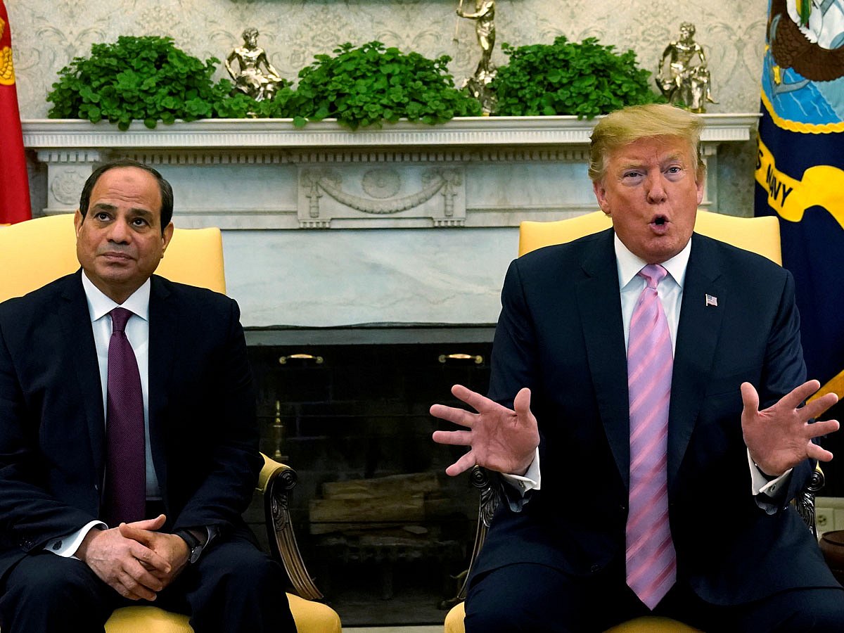 US president Donald Trump meets with Egypt President Abdel Fattah al-Sisi at the White House in Washington, US on 9 April. Reuters File Photo
