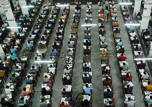 Students take the university admission test
