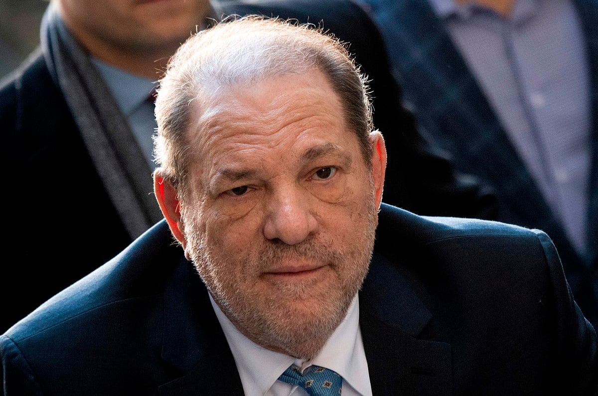 In this file photo taken on 24 February 2020 Harvey Weinstein arrives at the Manhattan Criminal Court, in New York City.