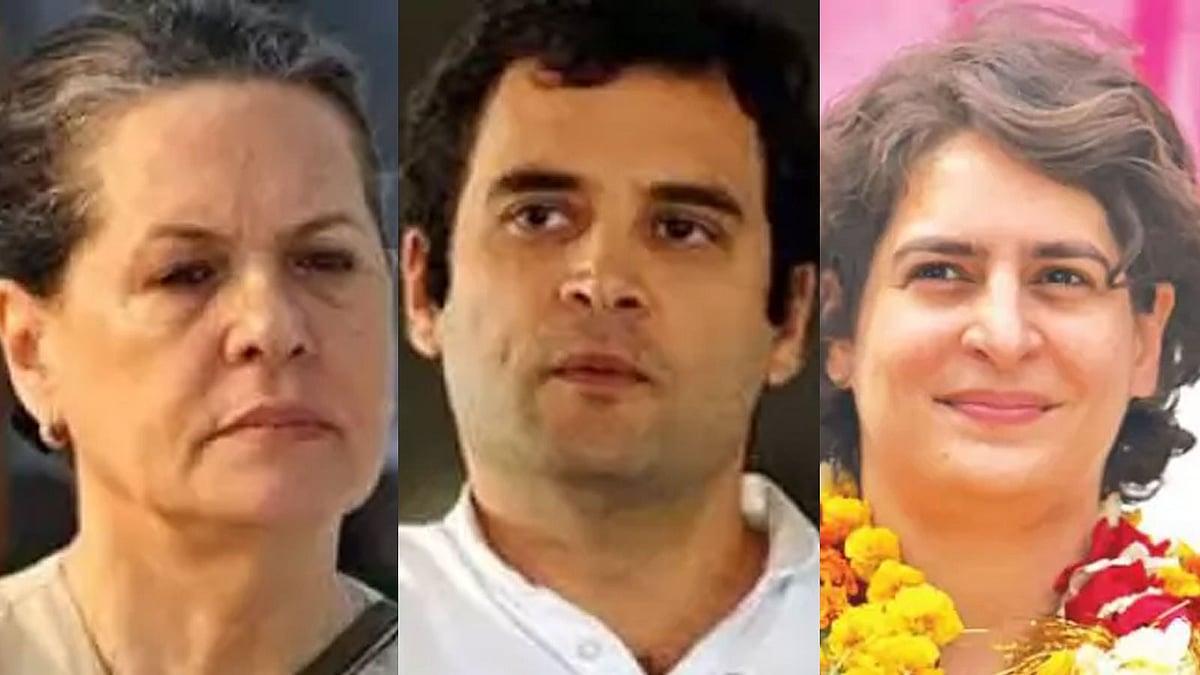 সোনিয়া গান্ধী, তাঁর ছেলে রাহুল গান্ধী ও মেয়ে প্রিয়াঙ্কা গান্ধী ভদ্র